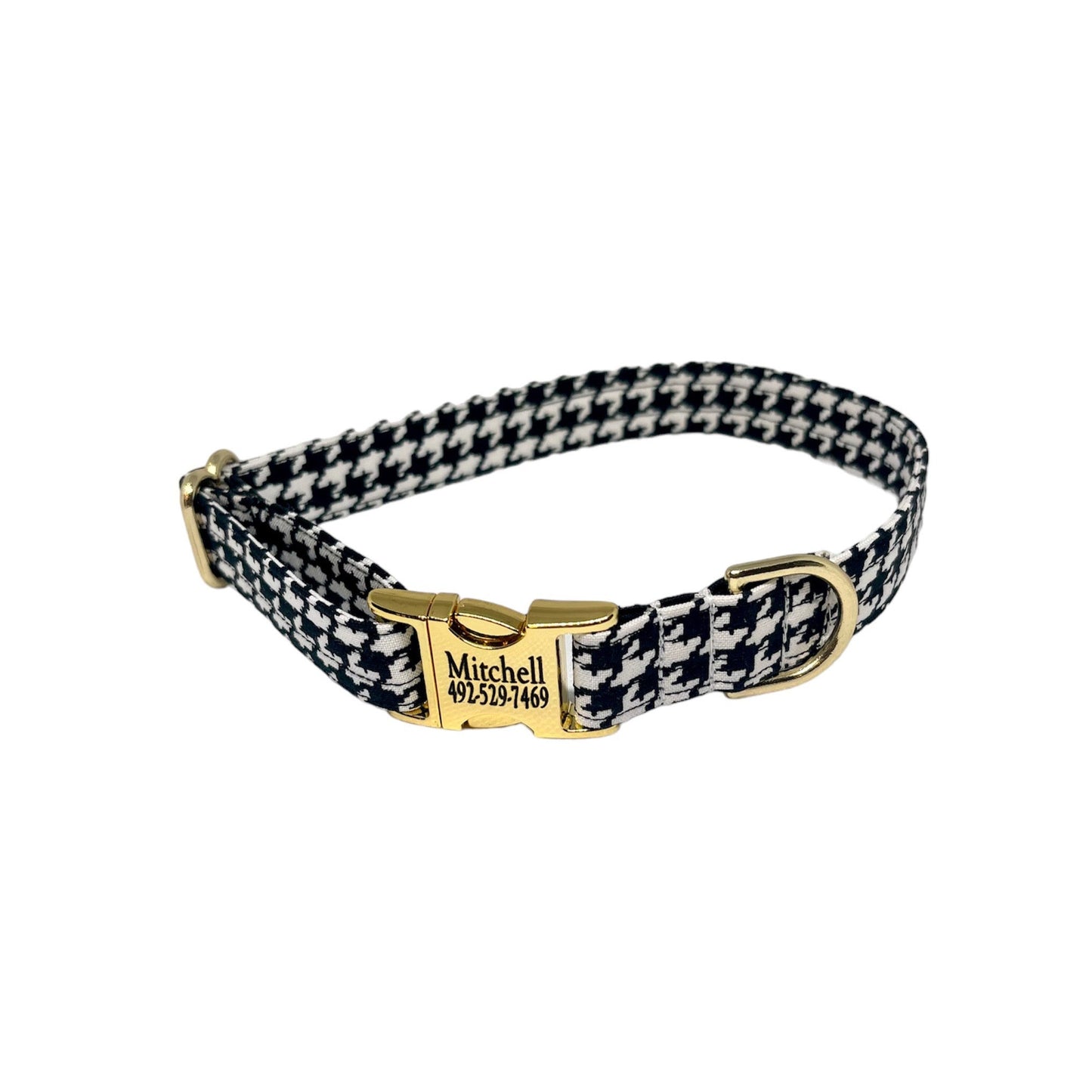 houndstooth fabric personalized dog collar