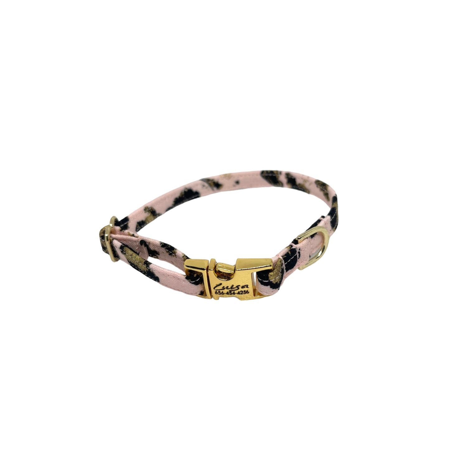 Pink Cheetah Dainty Personalized Dog Collar
