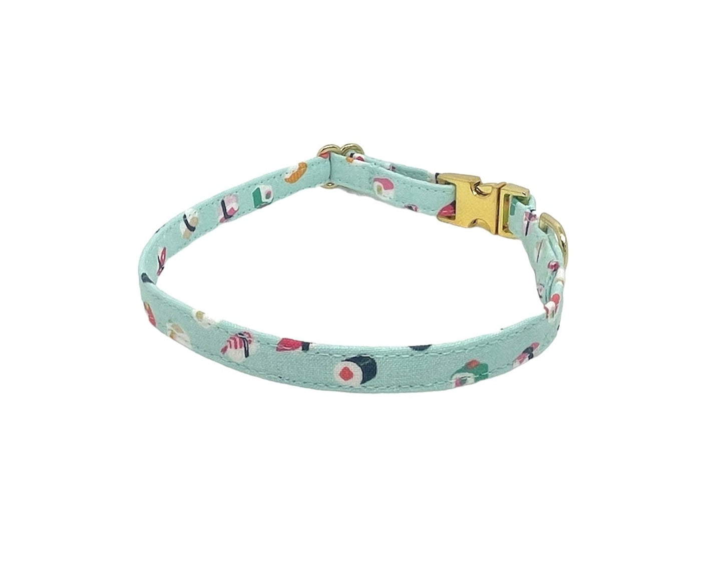sushi dainty personalized dog collar in blue for small dogs