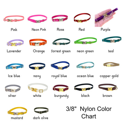 Dainty Nylon Chain Martingale with Personalized Buckle - Pick Your Color