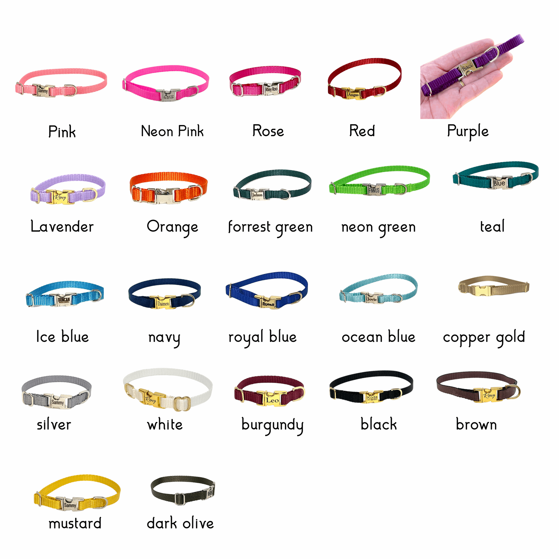 Dainty Nylon Dog Collar Leash Set  - Pick Your Color