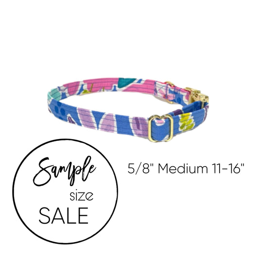 5/8" Blue Tropical Floral Personalized Dog Collar
