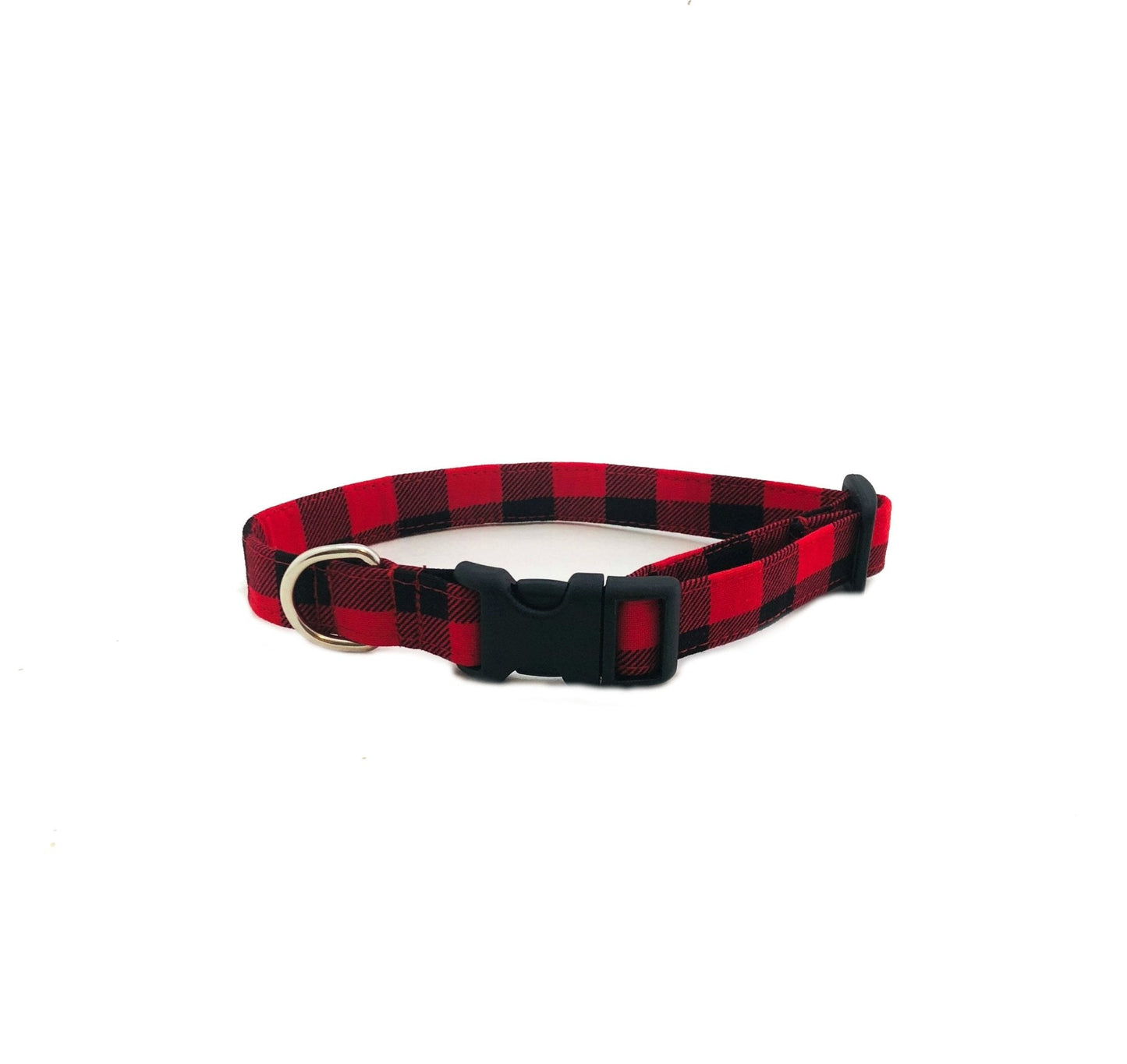 Red Plaid Dog ID Collar