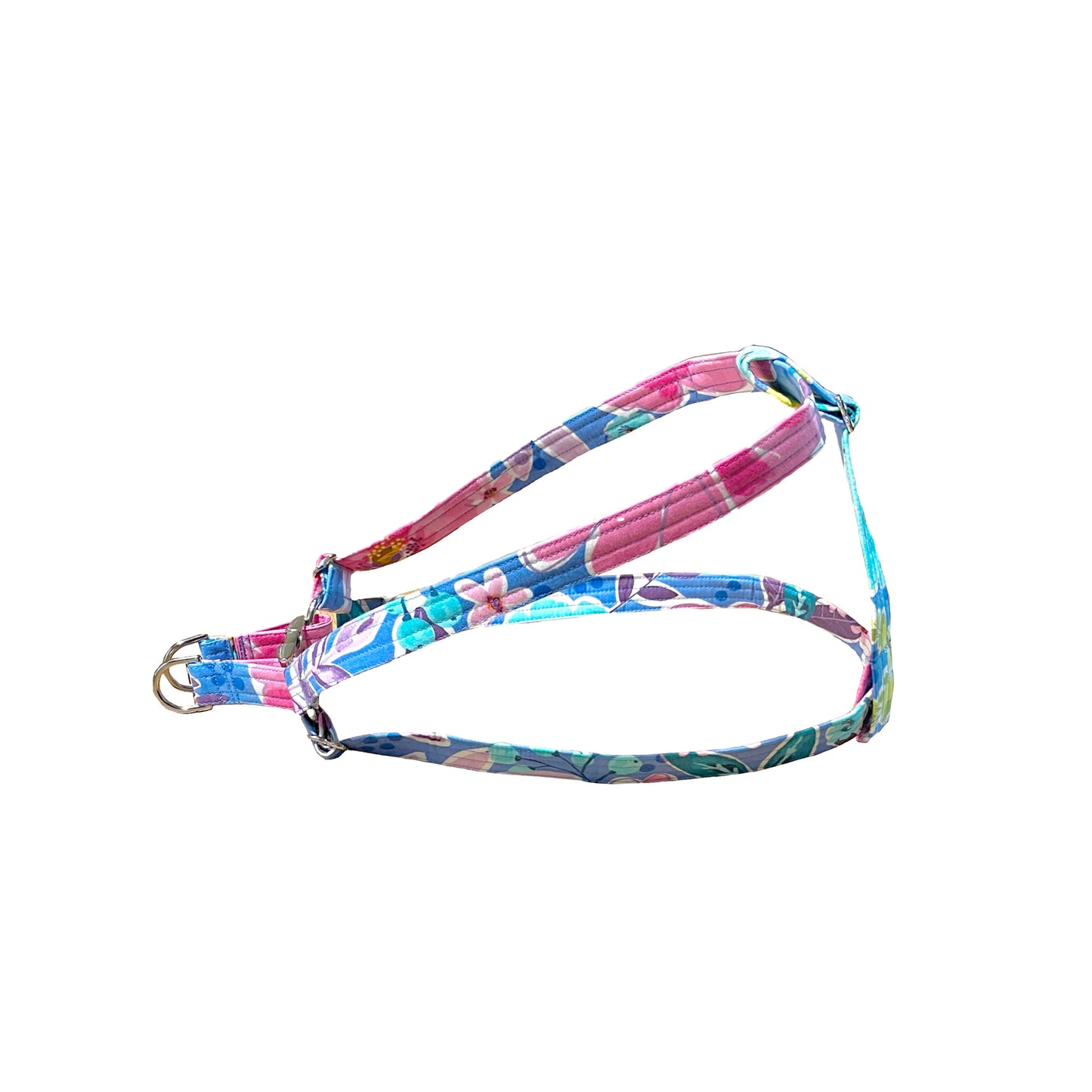blue floral cotton step in harness