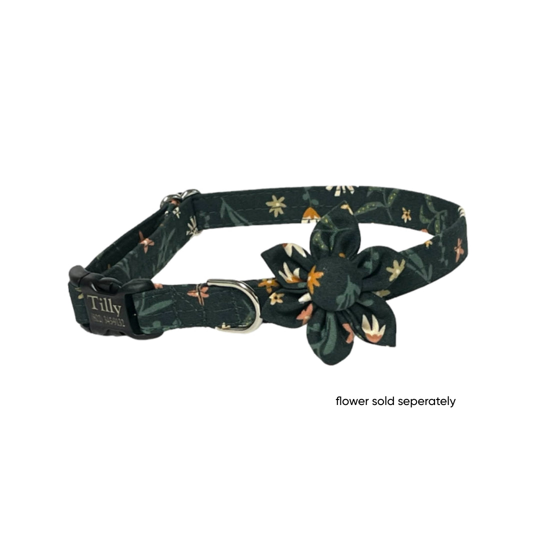 Green Fall Floral Personalized Dog Collar