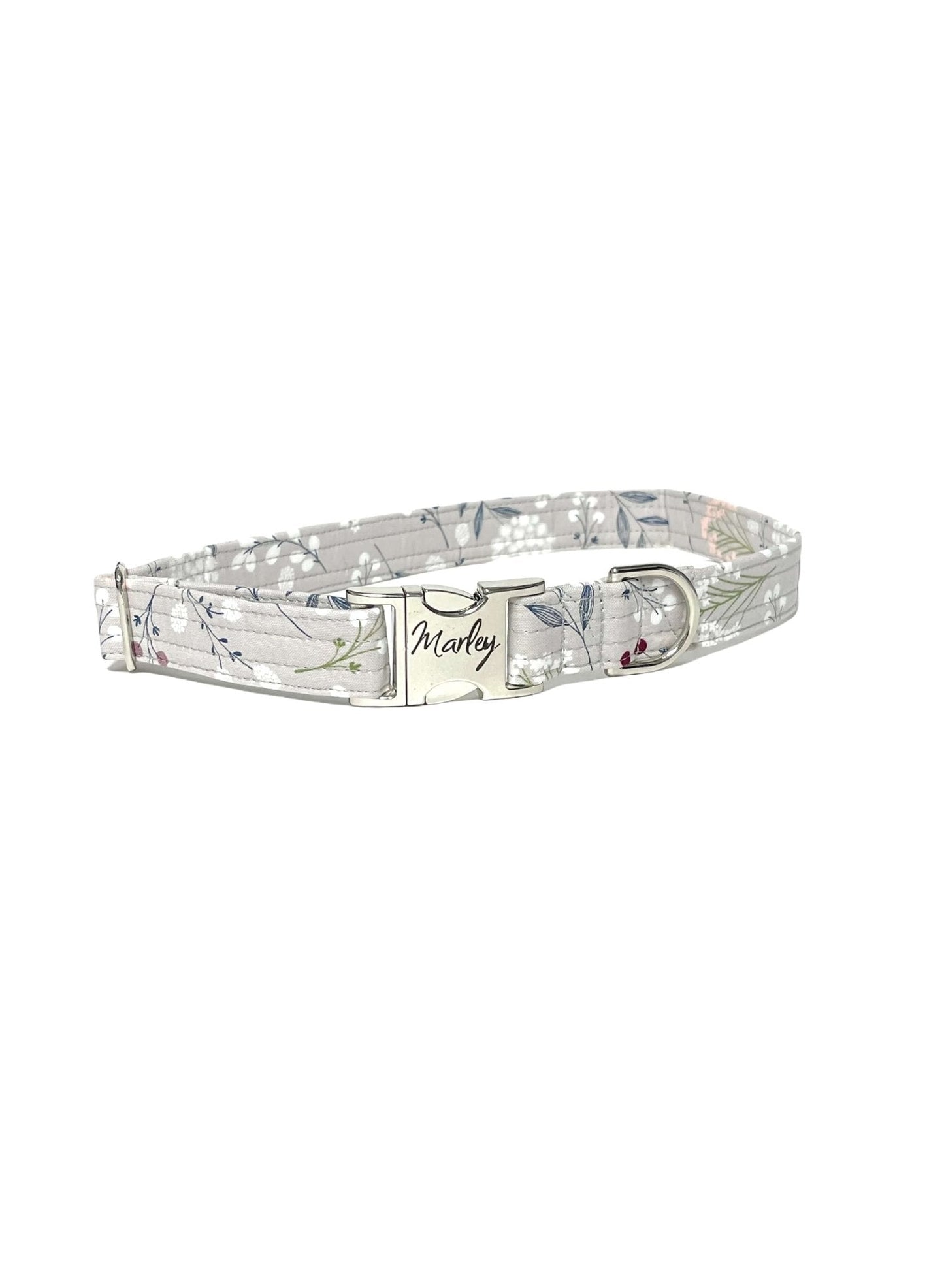 Berry Leaves Personalized Dog Collar - muttsnbones