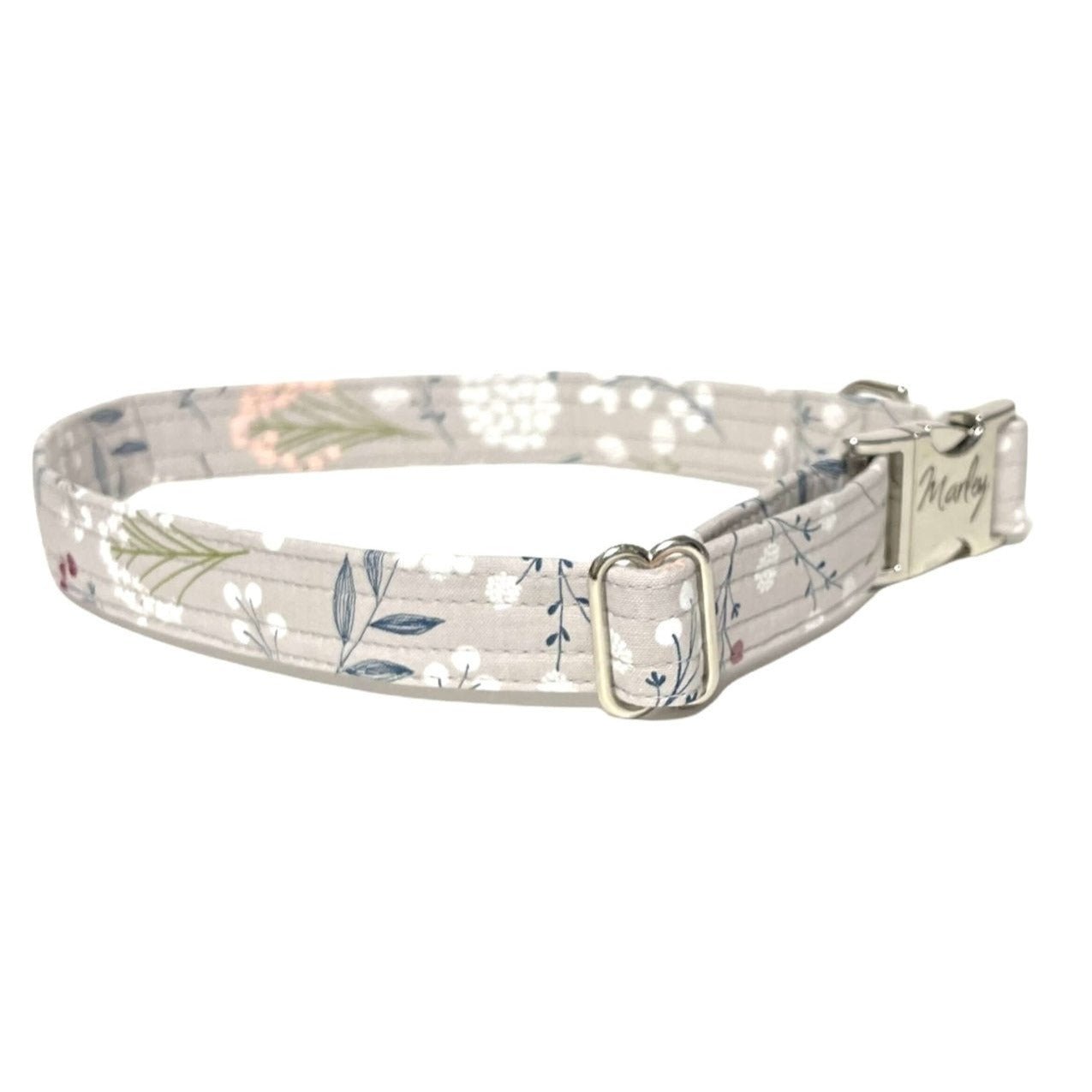 Berry Leaves Personalized Dog Collar - muttsnbones