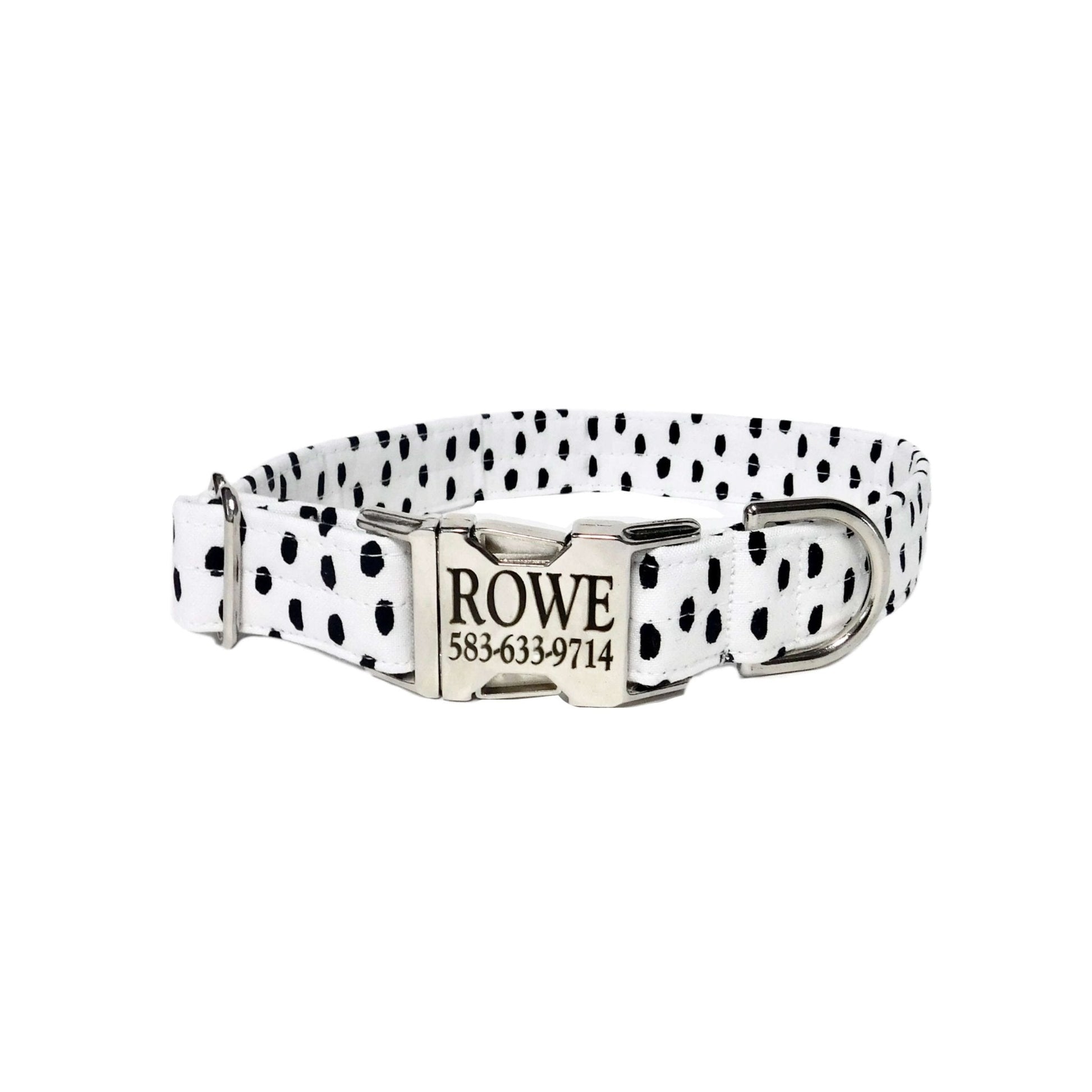 Black Dotty Personalized Dog Collar - muttsnbones