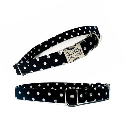 Black Polka Dot Personalized dog collar