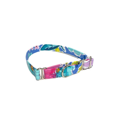 Blue Floral Martingale Collar- Fabric style - muttsnbones