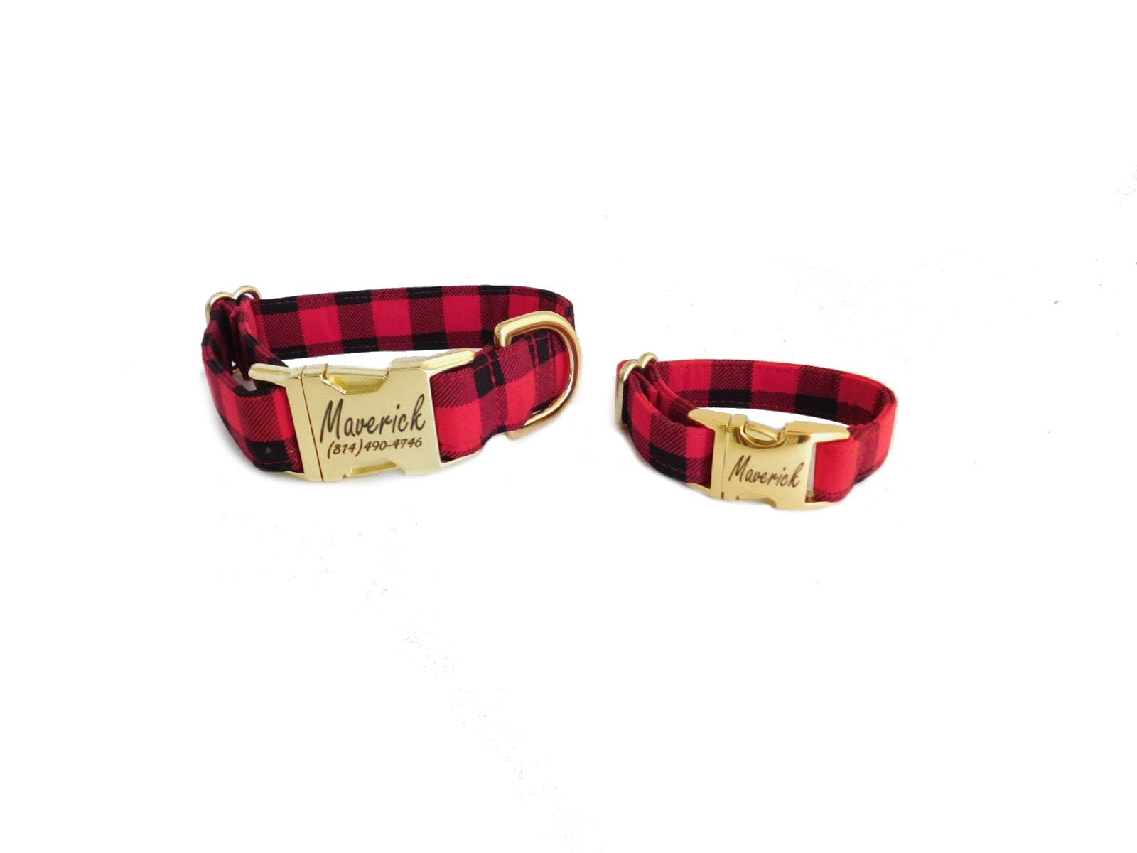Buffalo Plaid Collar & Friendship Bracelet Set - Fabric Style - muttsnbones
