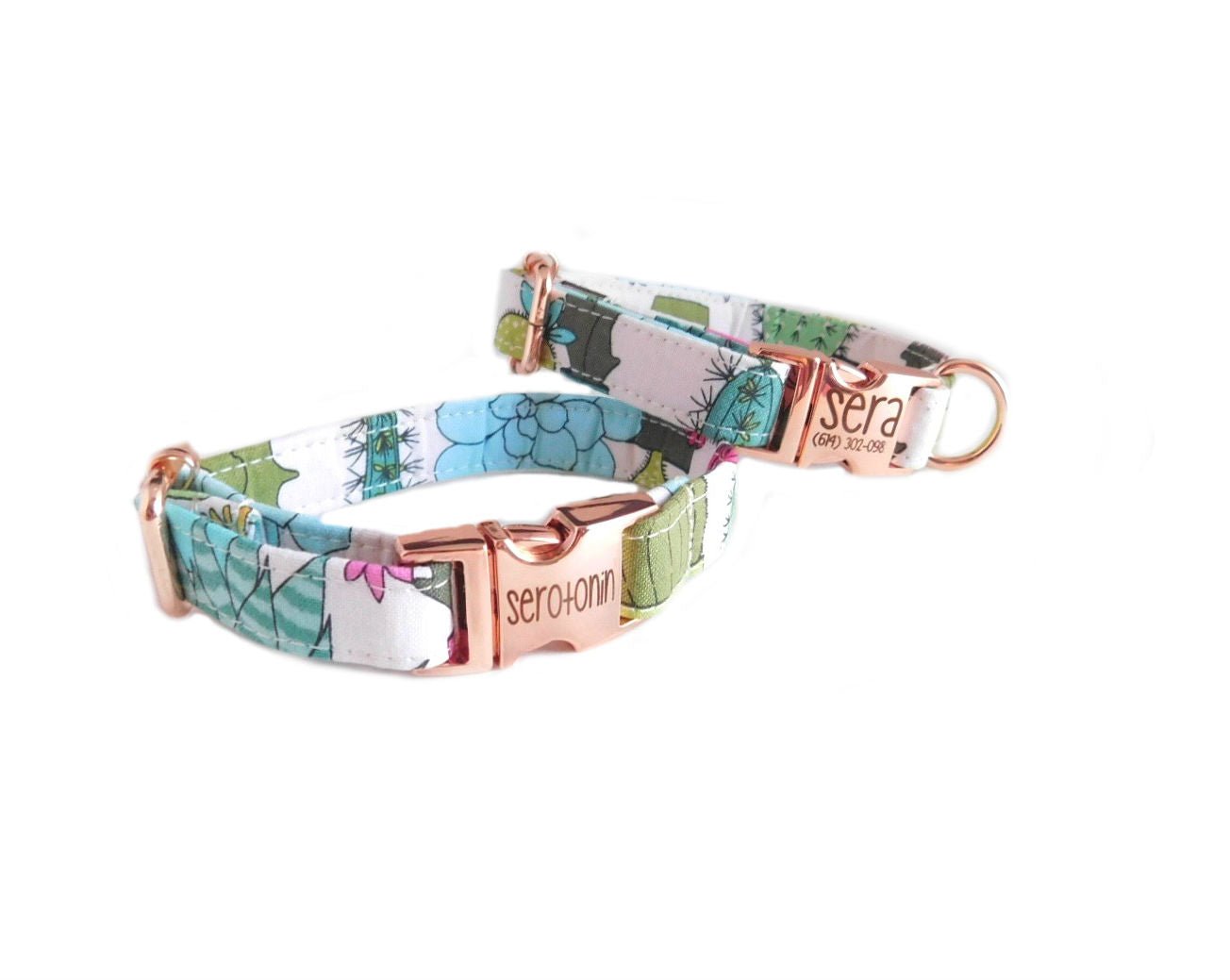 Cactus Floral Collar & Friendship Bracelet Set - Fabric Style - muttsnbones