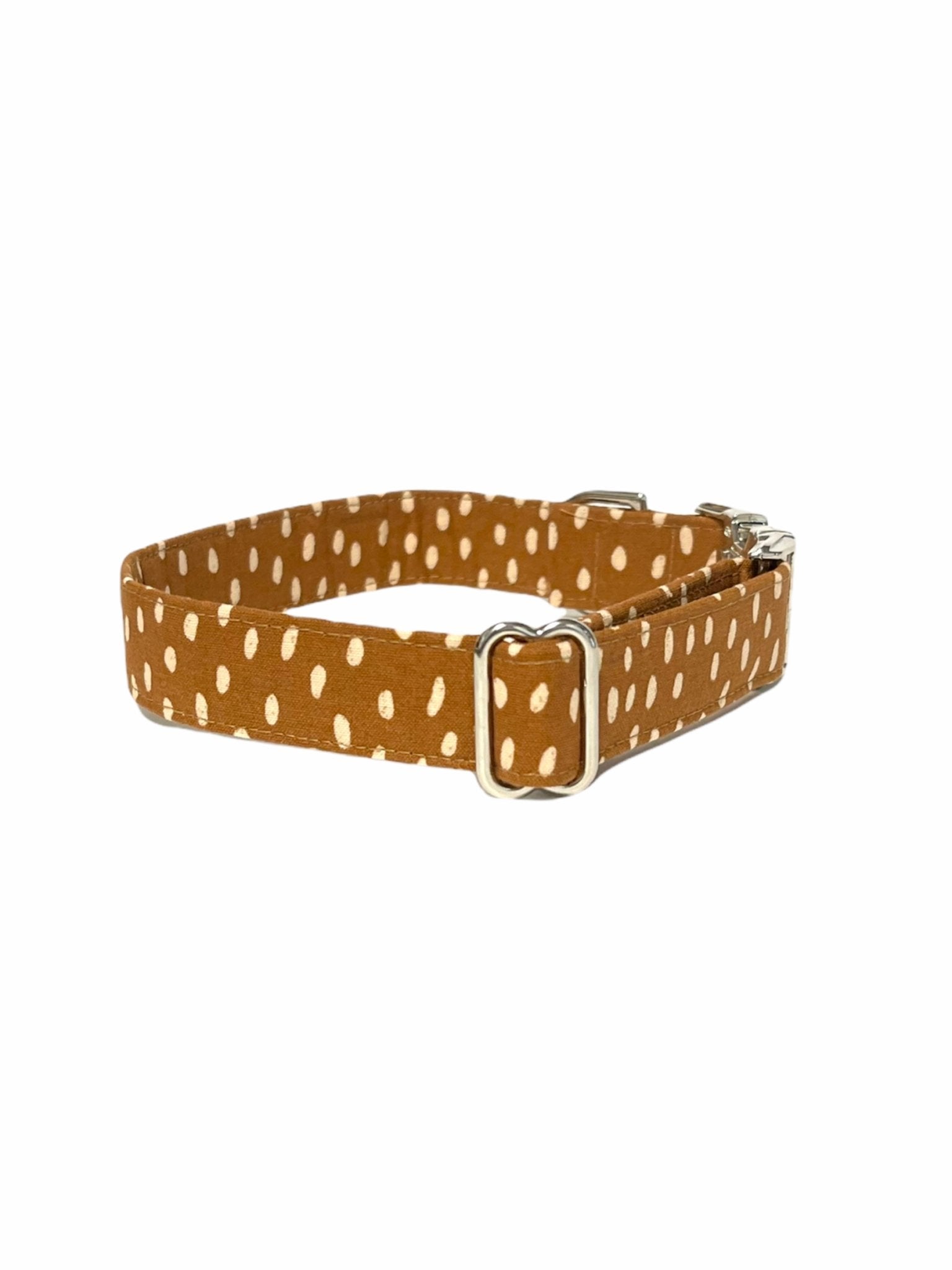 Caramel Dotty Dog Collar - Fabric Style - Dog ID tag