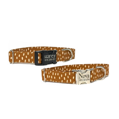 Brown polka dot Personalized Dog Collar