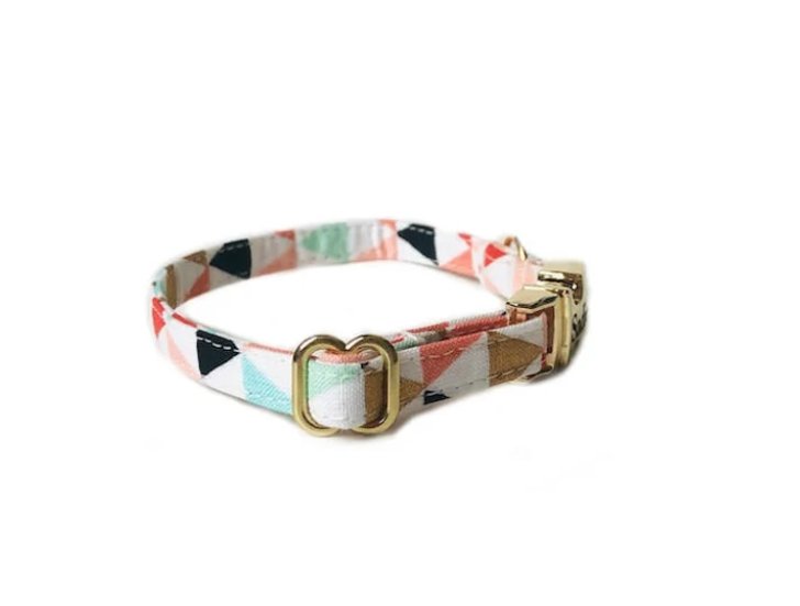 Colorful Triangle Dainty Dog Collar - Fabric Style - muttsnbones