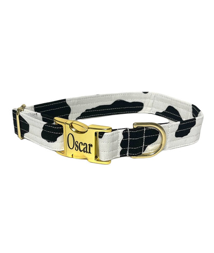 Cow Print Personalized Dog Collar