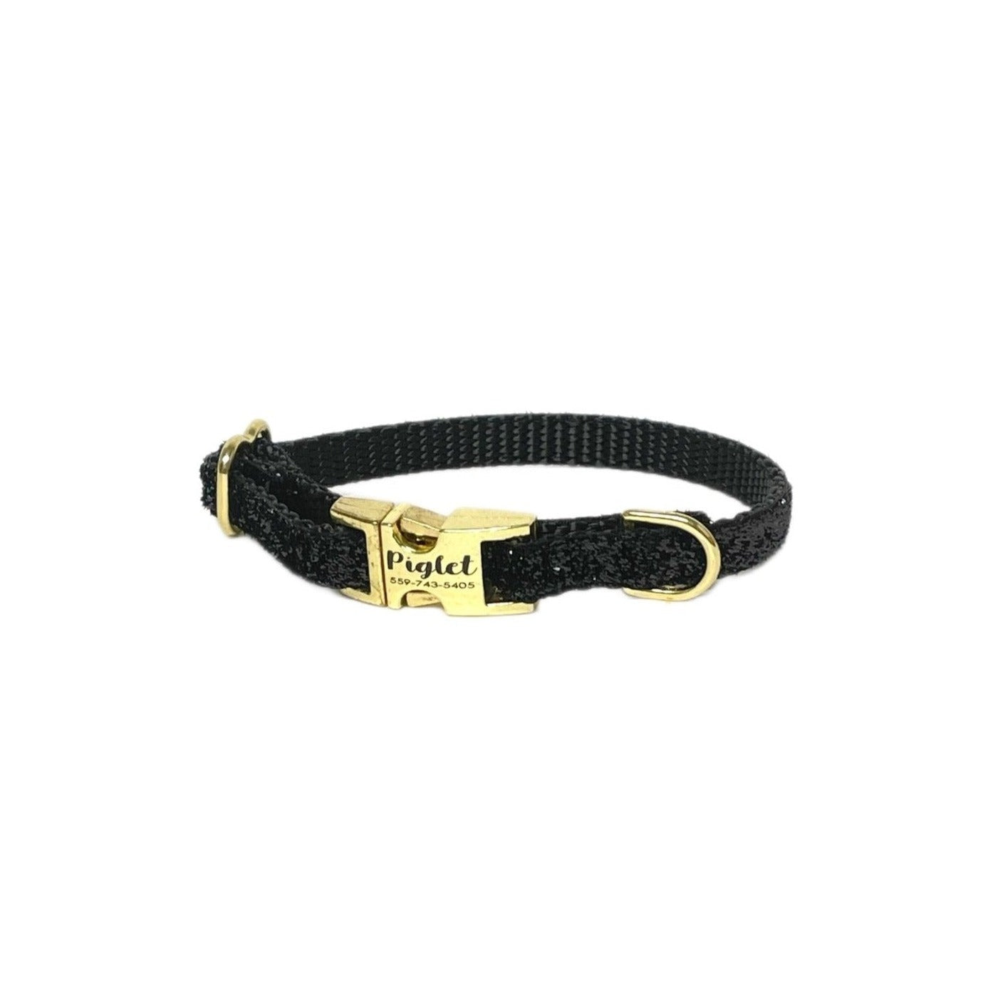 Dainty Black Spark personalized dog collar