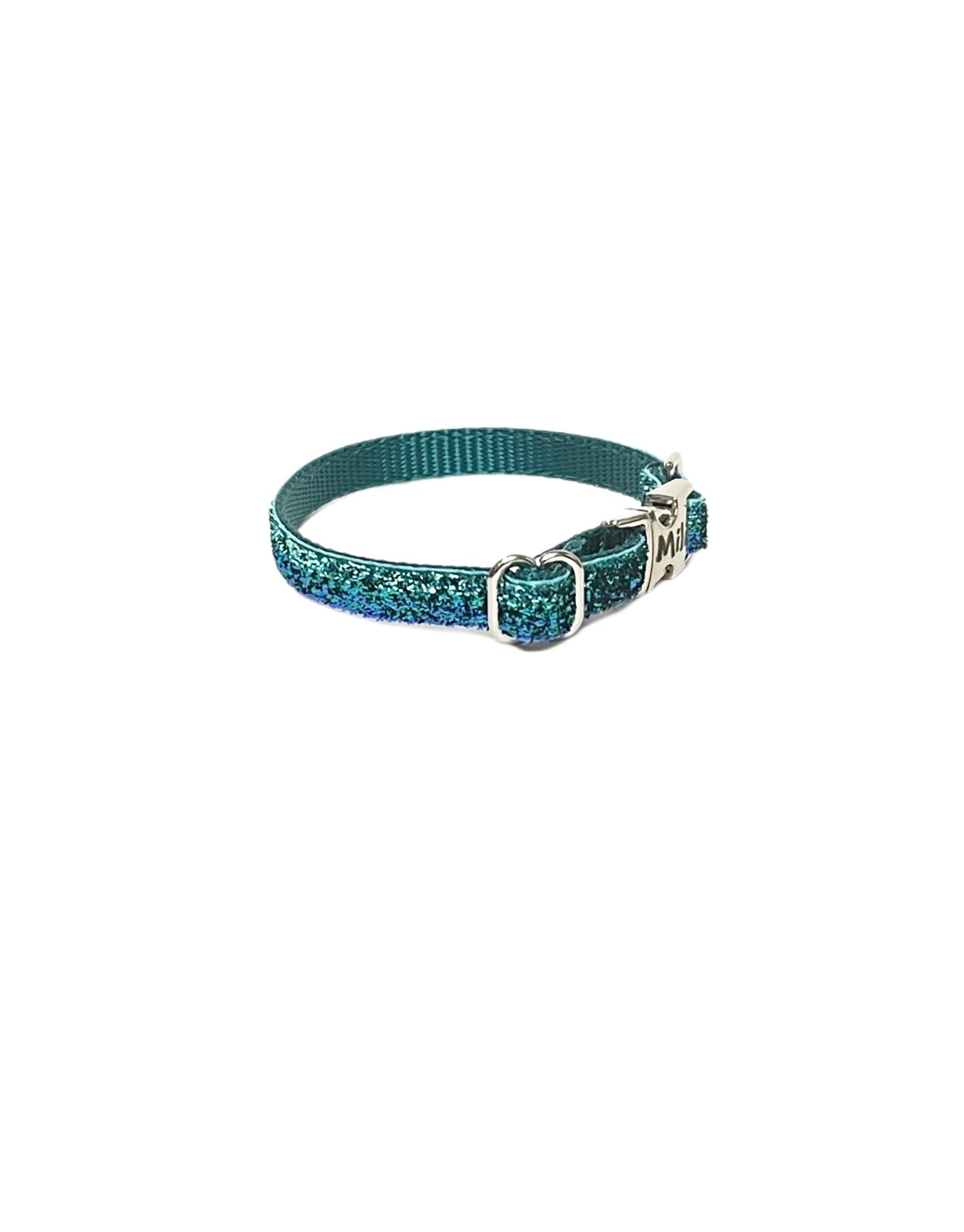 Teal ombre engraved tiny dog collar