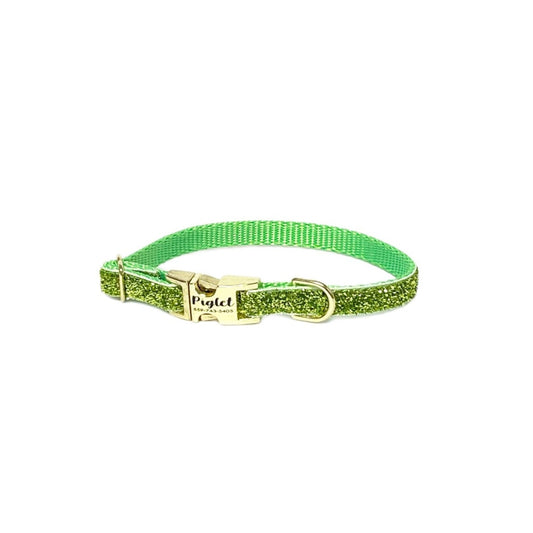 Dainty Green Sparkle Personalized Dog Collar 