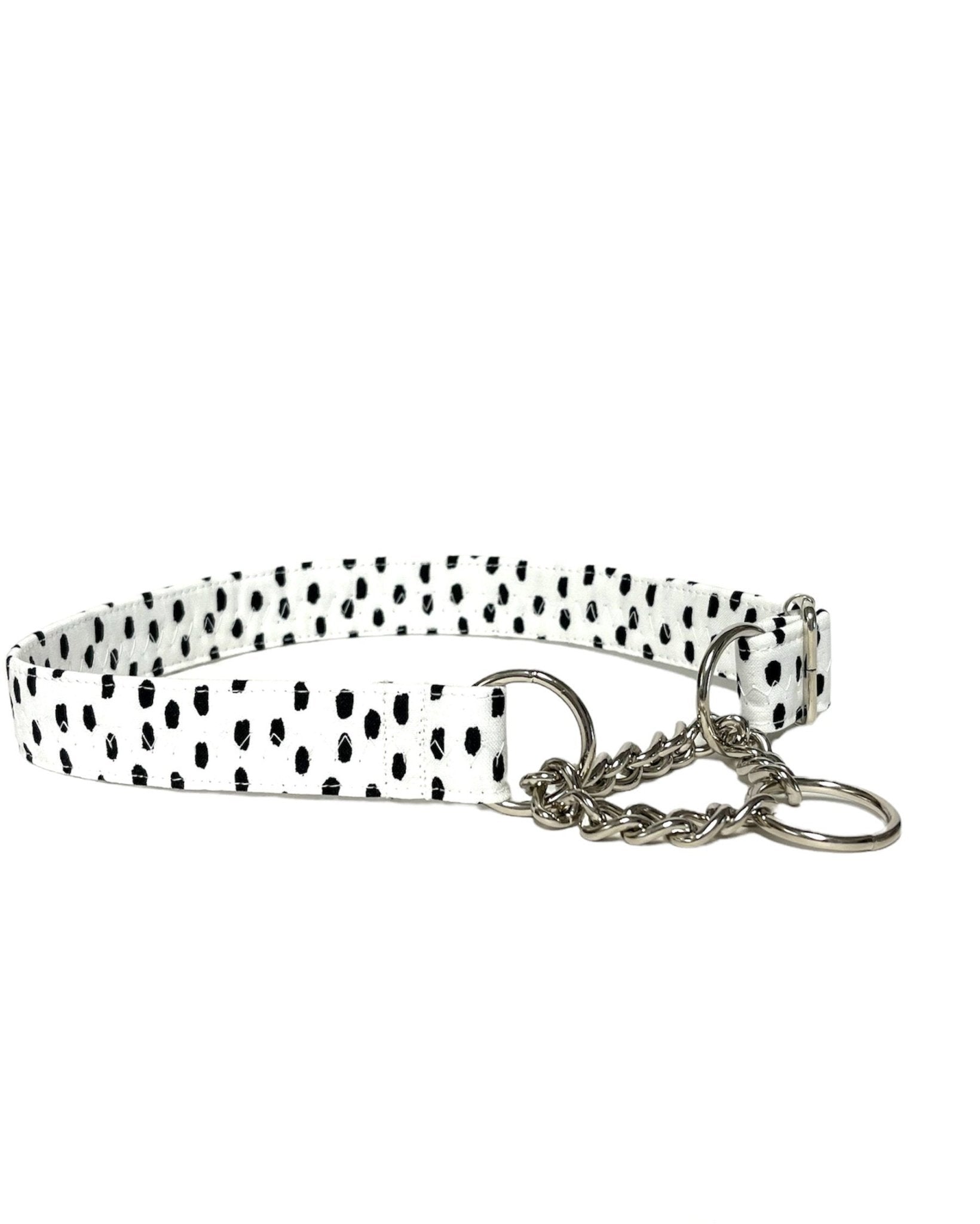 Dalmatian Black Dotty chain Martingale Collar- Fabric style - muttsnbones