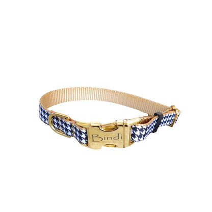 Gold Houndstooth Personalized Dog Collar - muttsnbones