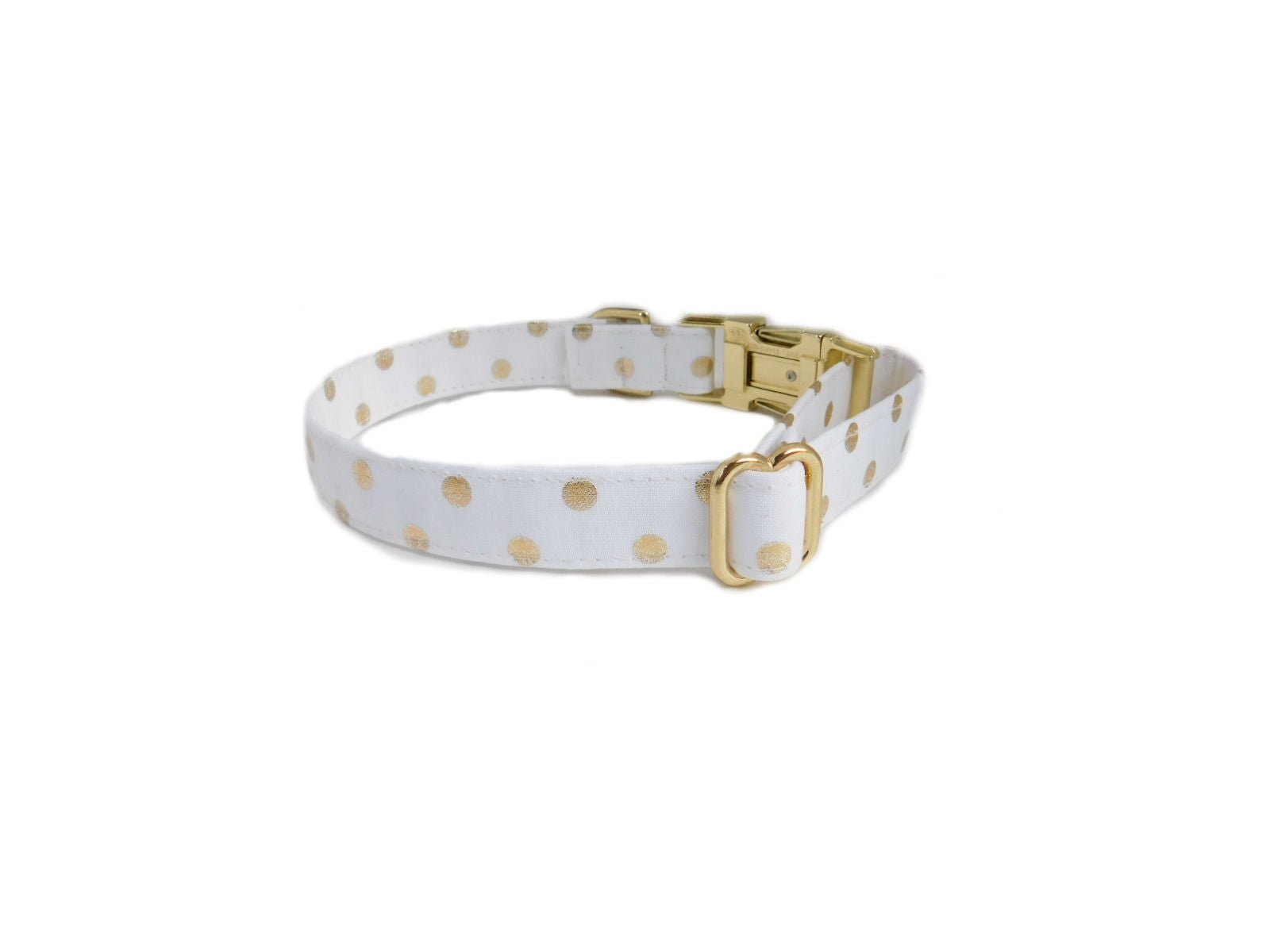 Gold Polka Dot Dog Collar - Fabric Style - muttsnbones
