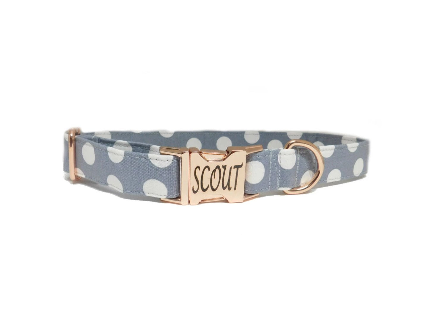 Gray Polka Dots Print Dog Collar - Fabric Style - muttsnbones