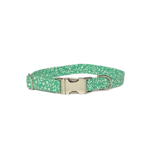 green ditzy floral dog collar