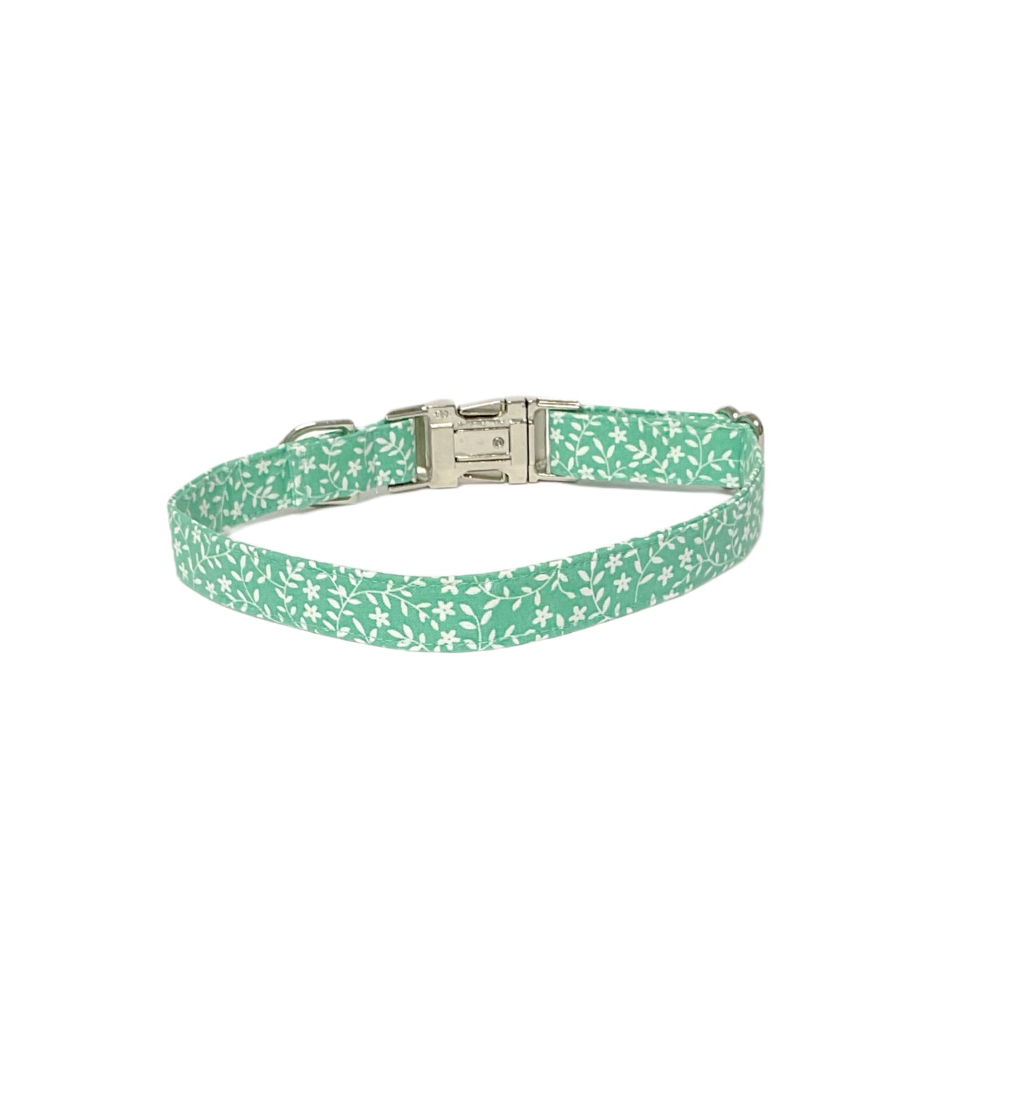 Green Ditsy Floral Personalized Dog Collar