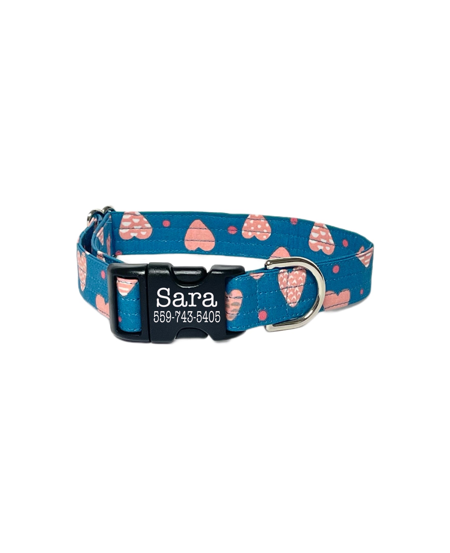 heart dog collar with personalized buckle