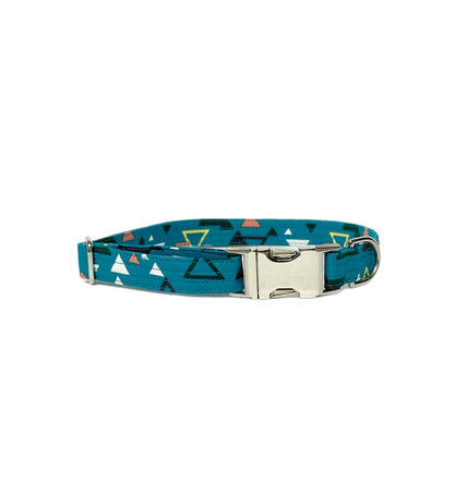 blue aqua triangle dog collar