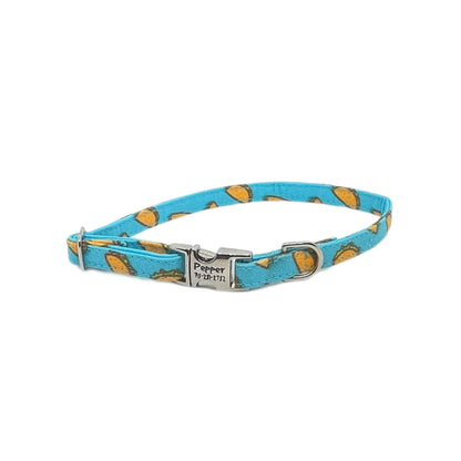 taco lover dog collar with personalized buckle