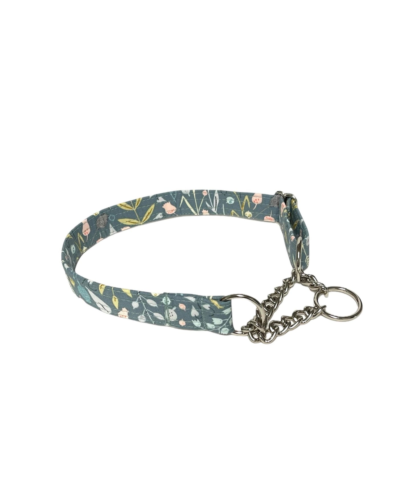  blue floral chain martingale dog collar