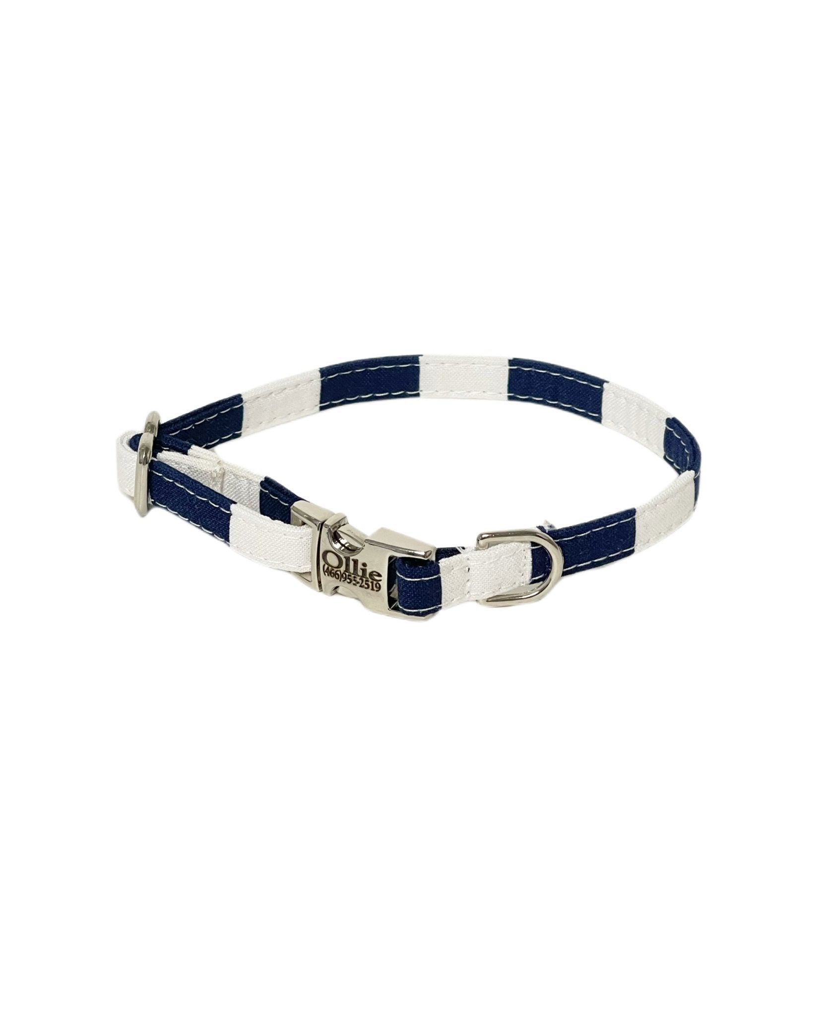 Nautical Blue Stripes Puppy Dog Collar