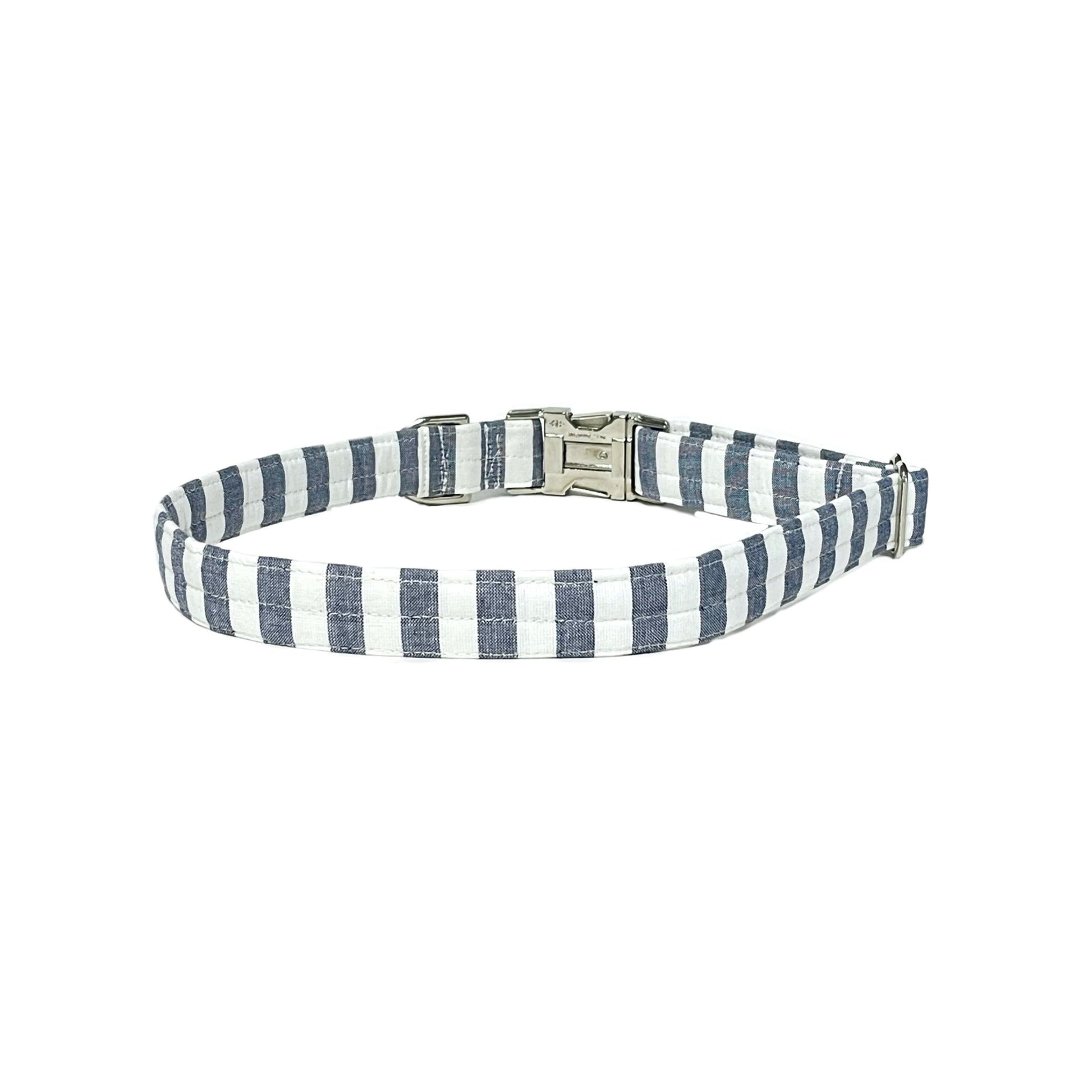 Nautical Stripes Dog Collar - Fabric Style - muttsnbones