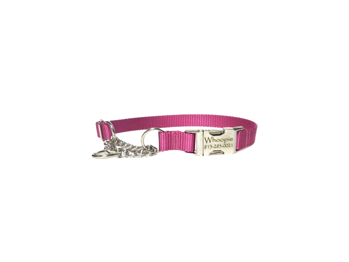 Nylon Chain Martingale with Personalized Buckle - Pick Your Color - muttsnbones