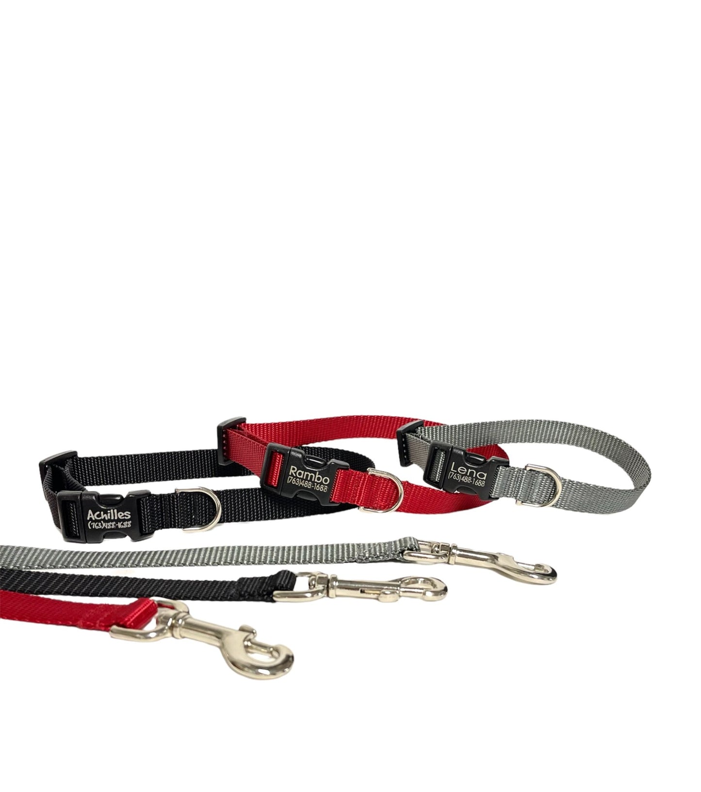 Nylon Dog Collar and Leash Set - Pick Your Color - muttsnbones