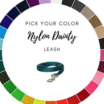 Nylon Dog Leash in Dainty 3/8" width - Pick your Color - muttsnbones
