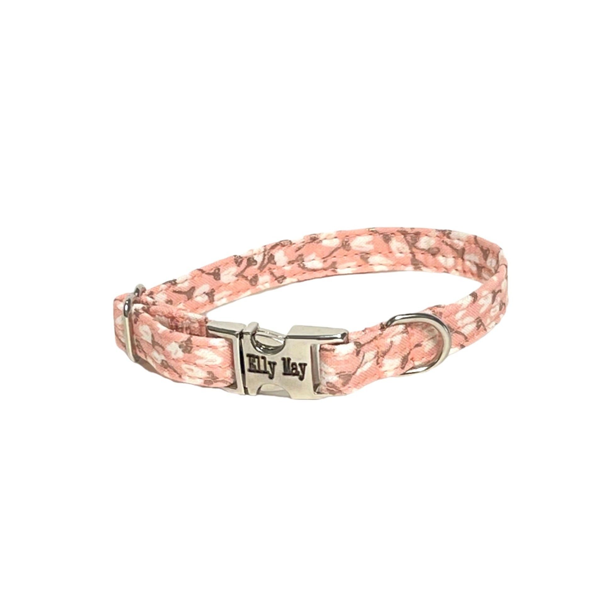 Peach Floral Dainty Dog Collar - Fabric Style - muttsnbones