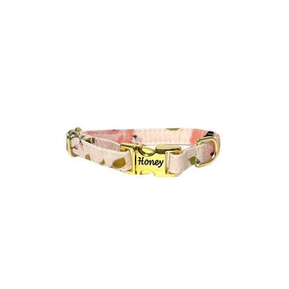 Pink Floral Dainty Dog Collar - Fabric Style - muttsnbones