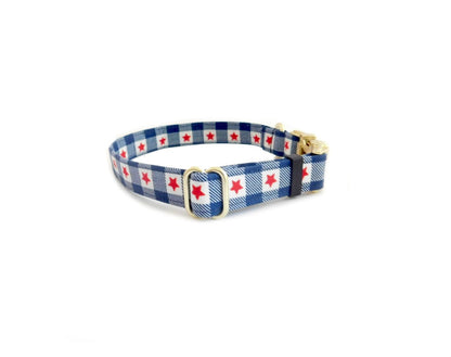 Plaid Patriotic Dog Collar - Fabric Style - muttsnbones