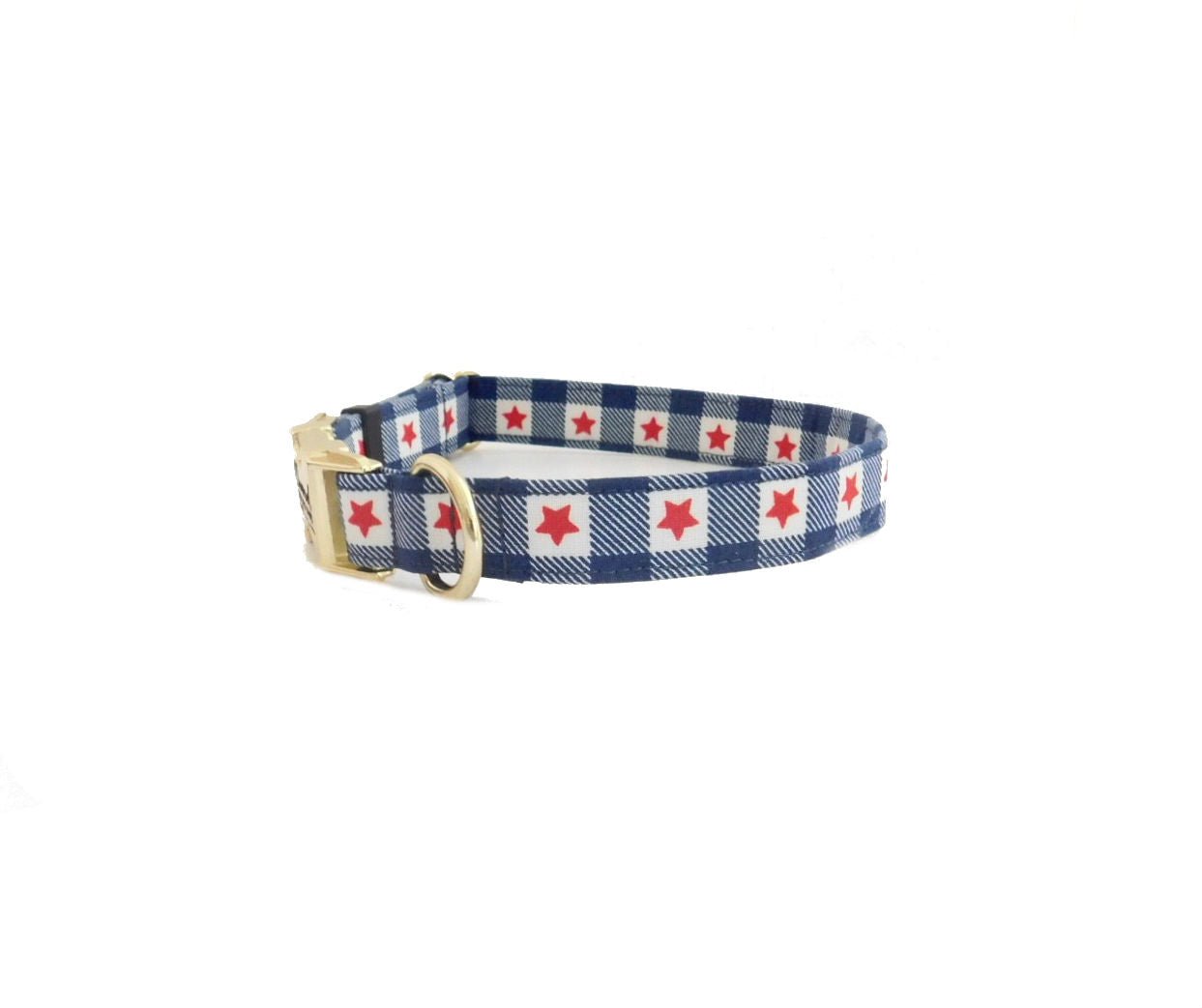 Plaid Patriotic Dog Collar - Fabric Style - muttsnbones