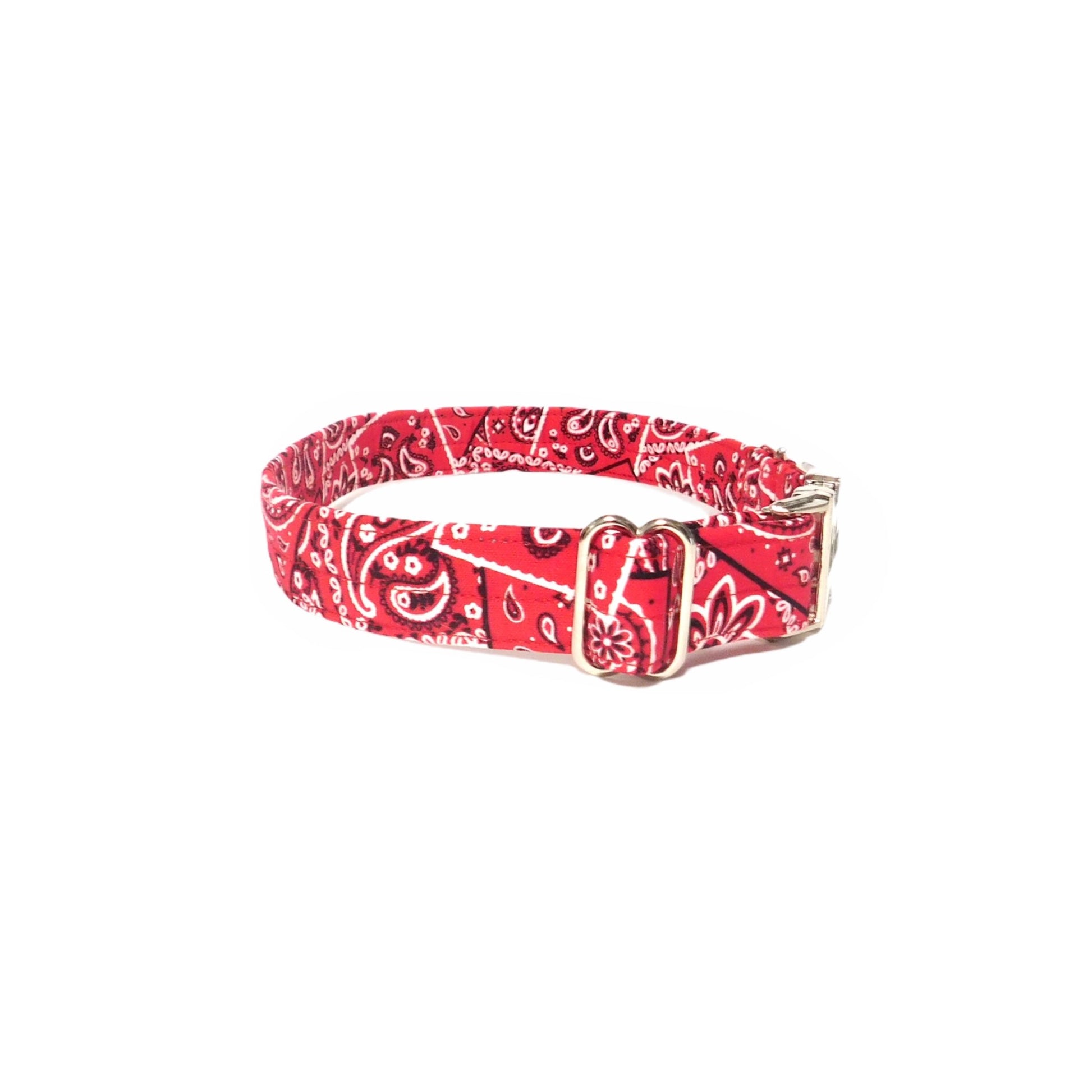 Red Bandana Print Personalized Dog Collar