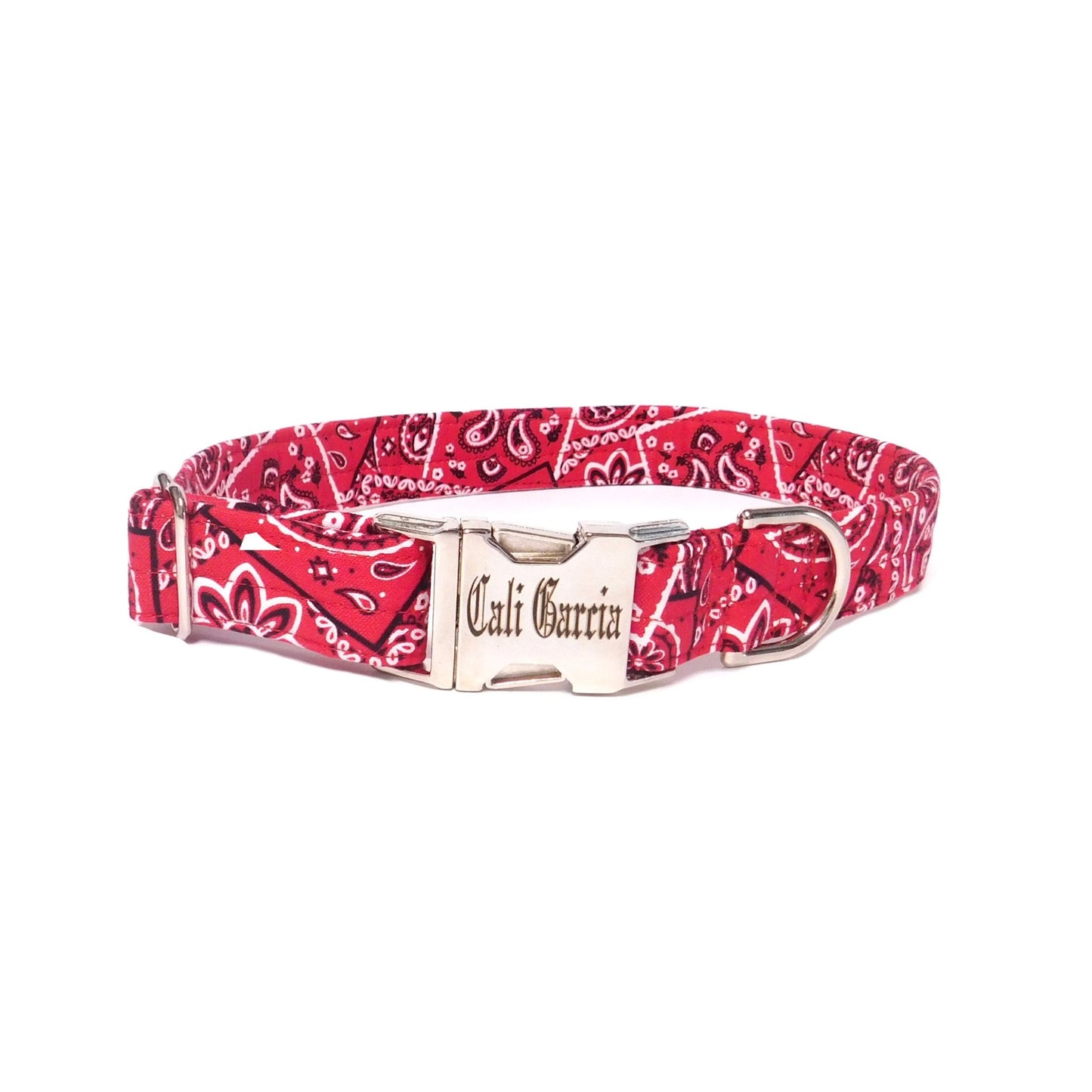 Red Bandana Print Dog Collar - Fabric Style - muttsnbones