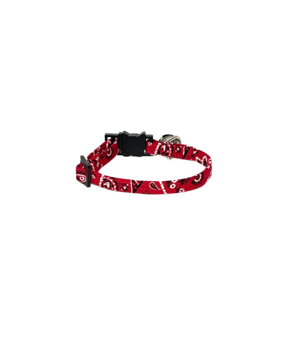 Red Paisley Cat Collar - Fabric Style - muttsnbones