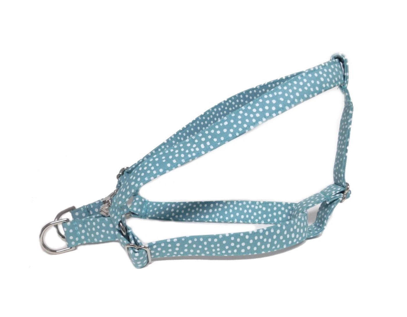Teal Dotty Print Step-in Harness - Fabric Style - muttsnbones