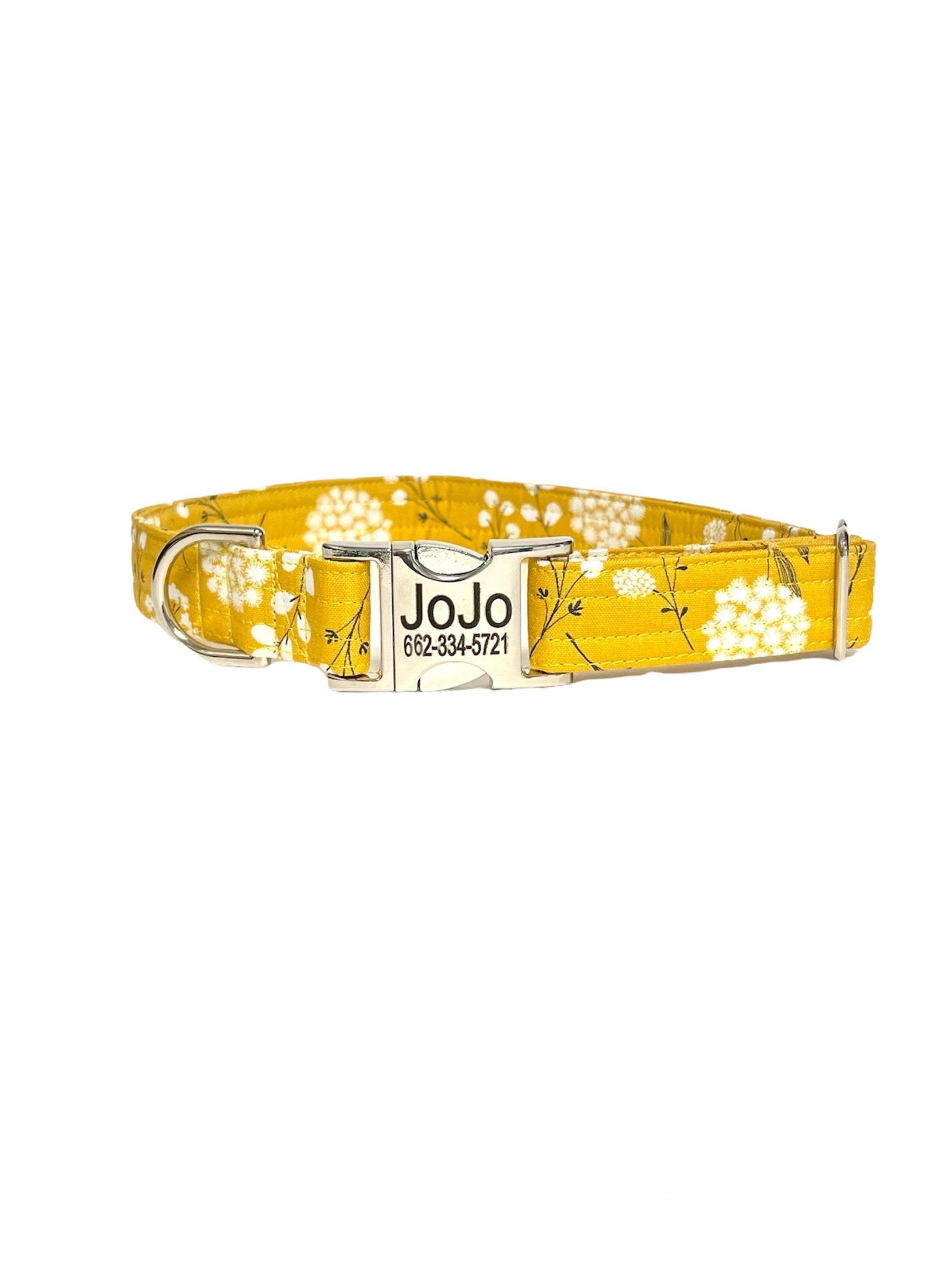 Yellow Floral Dog Collar - Fabric Style - muttsnbones